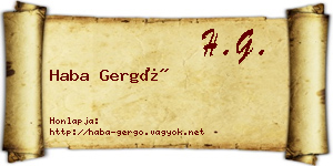 Haba Gergő névjegykártya
